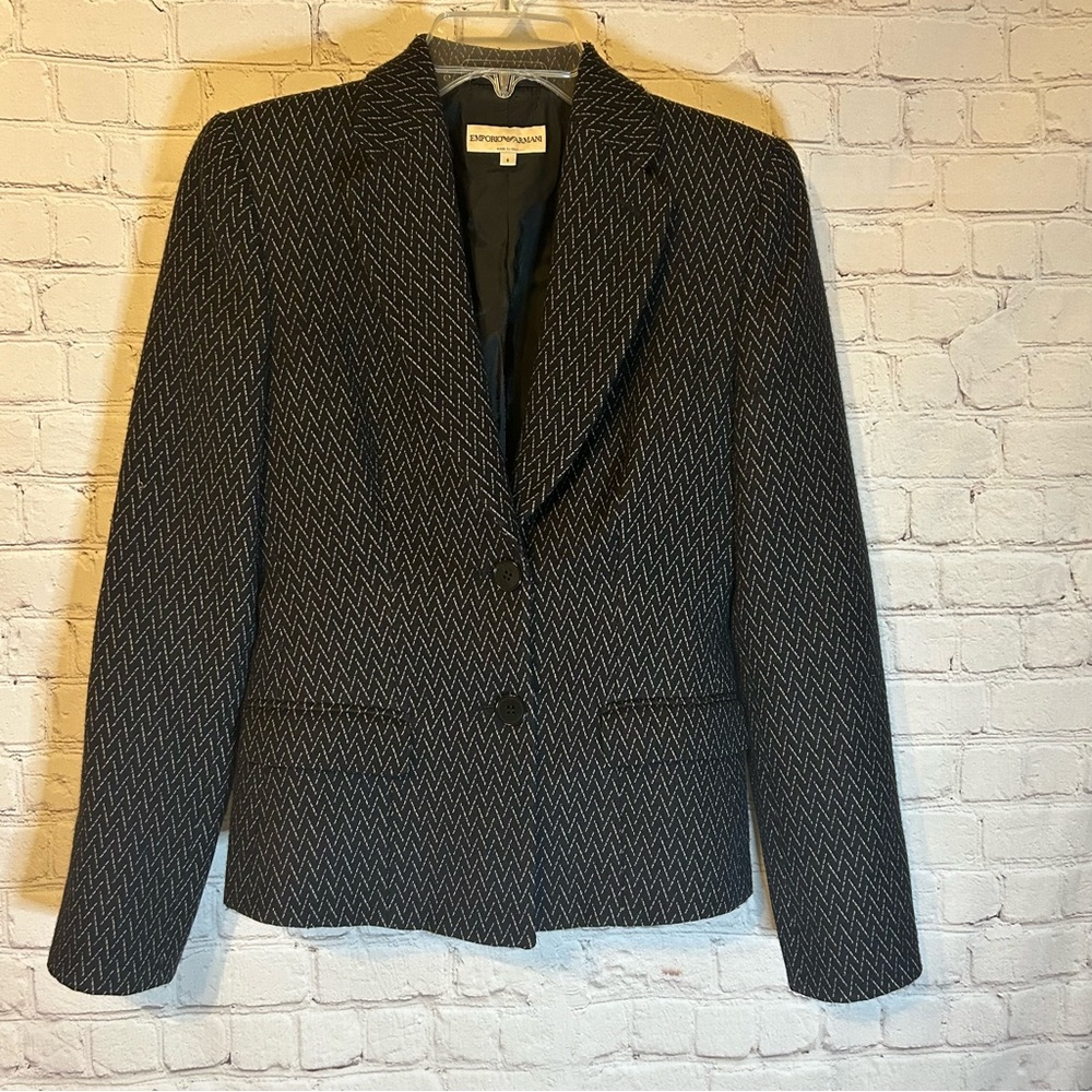 Emporio Armani fitted black-and-white jacket, 6